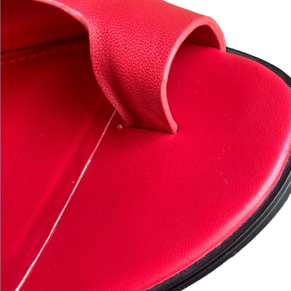 Calvin Klein ladies red leather square heels shoes size 9 - Picture 6 of 8